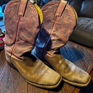 Nocona Brown Western Cowboy Boots with Intricate Stitching